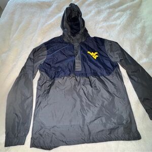 Men's West Virginia Gray and Navy Hooded Wind Breaker